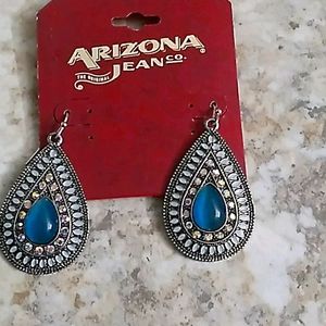 Rhinestone faux cats eye dangle teardrop earrings
